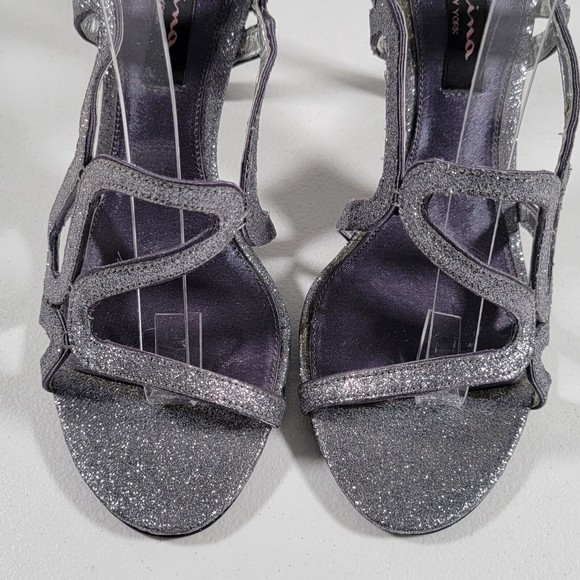 Nina New York Womens Size 8M Sparkle Strappy Slingback Heels Silver Leather - Picture 9 of 15